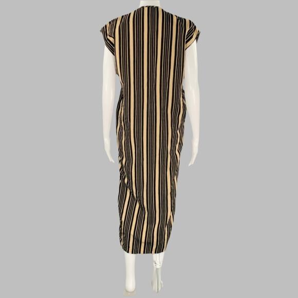 MARIA CORNEJO Size XS Black Beige Viscose Blend Stripe Tunic Long Dress - Picture 4 of 7